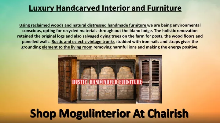 luxury handcarved interior and furniture