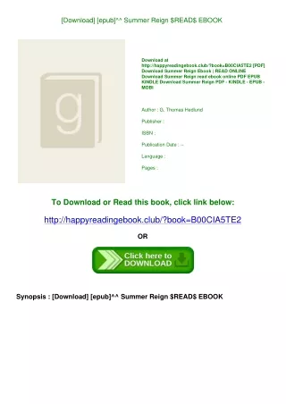[Download] [epub]^^ Summer Reign $READ$ EBOOK