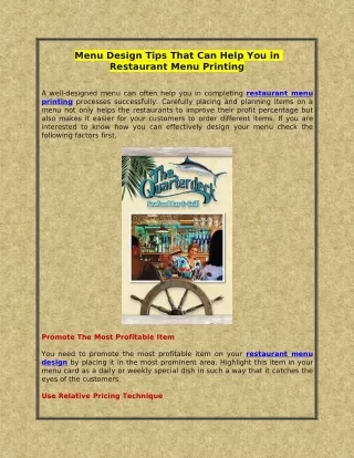 menu design tips that can help you in restaurant