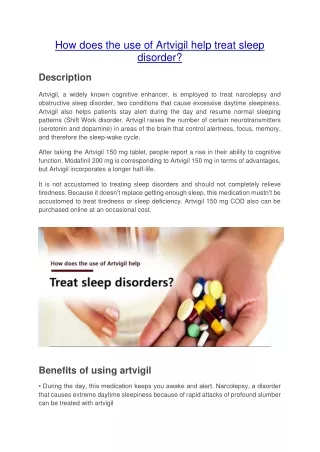 How does the use of Artvigil help treat sleep disorder