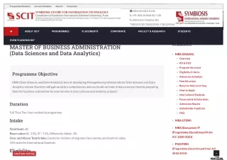 MBA in Data Sciences | MBA in Data Analytics | SCIT