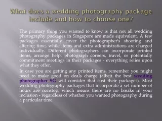 What does a wedding photography package include and how to choose one?