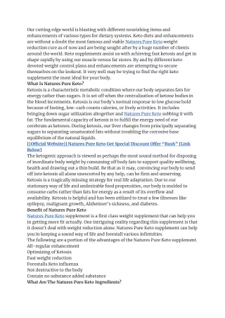 Natures Pure Keto Review :Best Health Supplement Is It Really Work