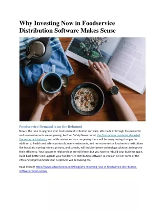 why investing now in foodservice distribution