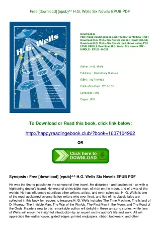 Free [download] [epub]^^ H.G. Wells Six Novels EPUB  PDF