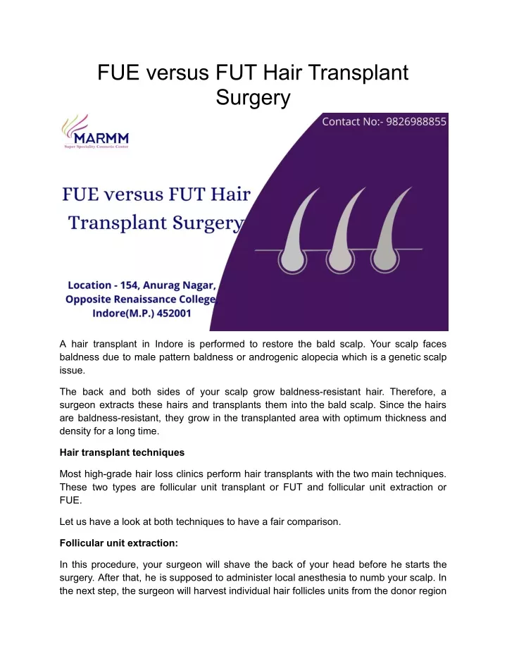 fue versus fut hair transplant surgery