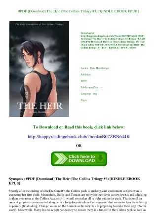#PDF [Download] The Heir (The Collins Trilogy  #3) [KINDLE EBOOK EPUB]