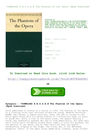 ^DOWNLOAD E.B.O.O.K.# The Phantom of the Opera (Epub Download)