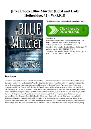[Free Ebook] Blue Murder (Lord and Lady Hetheridge  #2) [W.O.R.D]