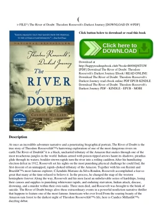 (P.D.F. FILE) The River of Doubt Theodore Roosevelt's Darkest Journey [DOWNLOAD IN @PDF]