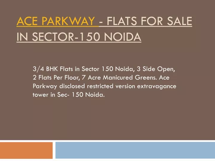 ace parkway flats for sale in sector 150 noida