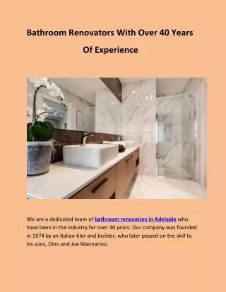 Bathroom Renovators With Over 40 Years of Experience