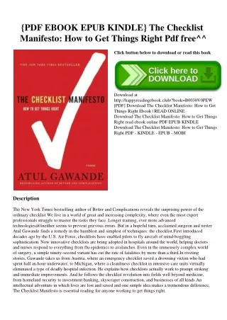 {PDF EBOOK EPUB KINDLE} The Checklist Manifesto How to Get Things Right Pdf free^^
