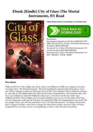 Ebook [Kindle] City of Glass (The Mortal Instruments  #3) Read