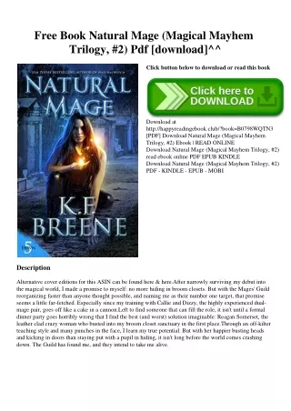 Free Book Natural Mage (Magical Mayhem Trilogy  #2) Pdf [download]^^