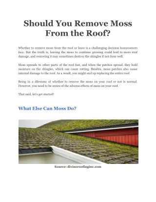 should you remove moss from the roof