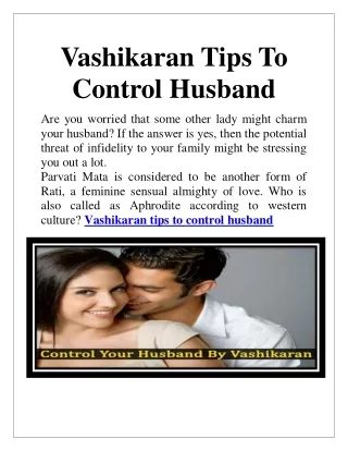 Vashikaran Tips To Control Husband  91-9678267567 Immediately Result
