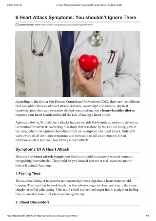 6 Heart Attack Symptoms