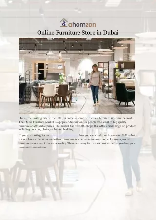 #1 Online Furniture Store in Dubai