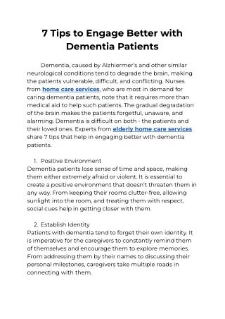 7 tips to engage better with dementia patients