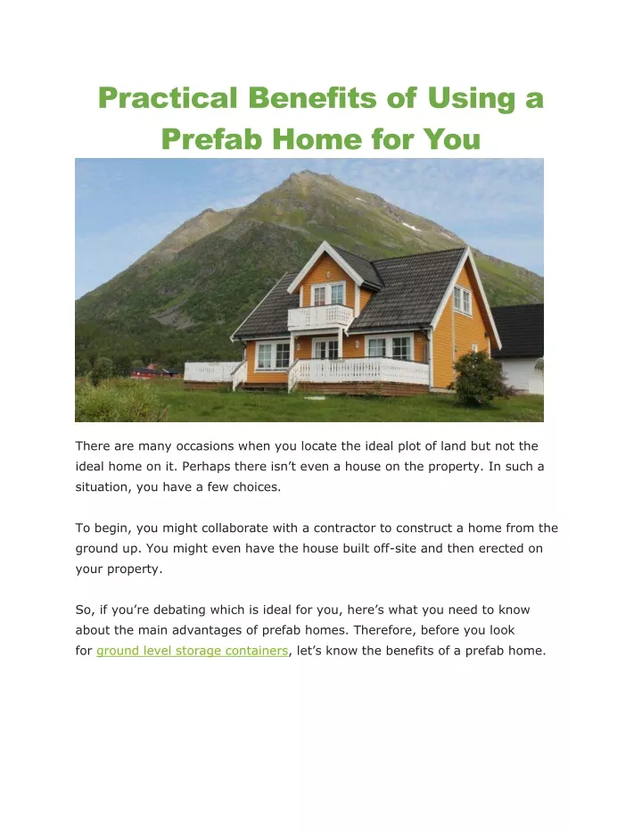 practical benefits of using a prefab home for you