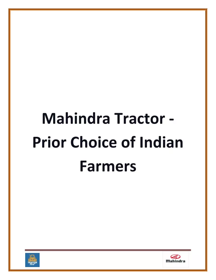 mahindra tractor prior choice of indian farmers