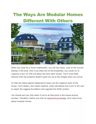 the ways are modular homes different with others