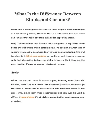 what is the difference between blinds and curtains