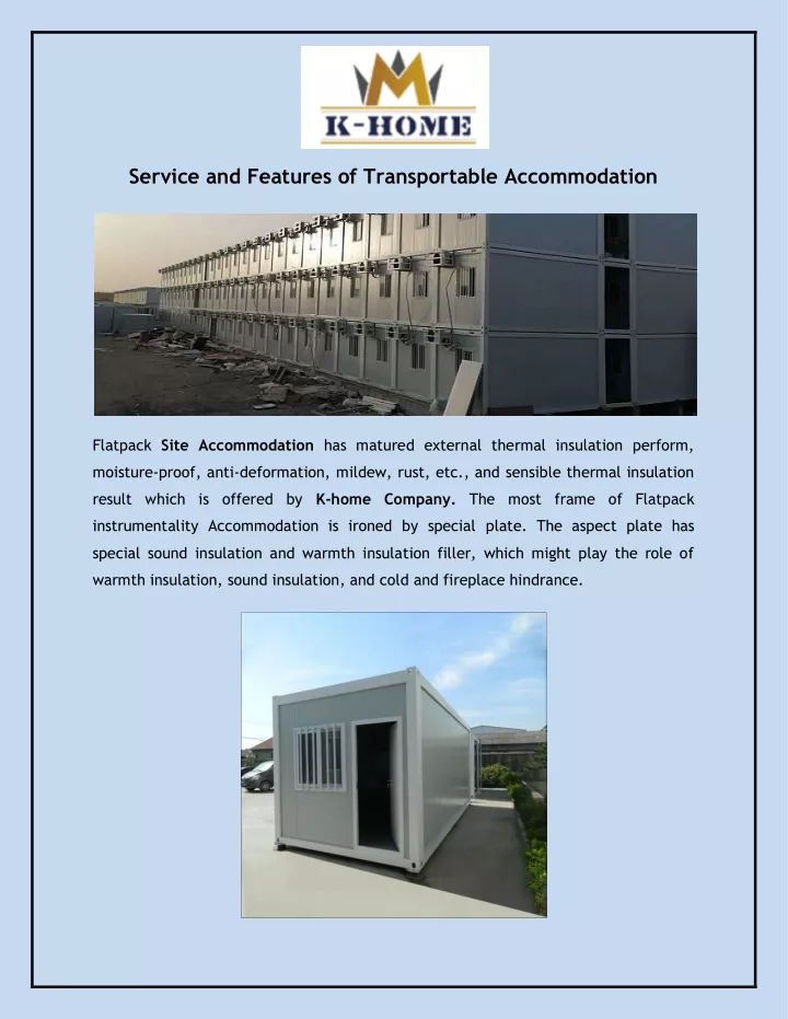 service and features of transportable