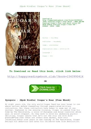 (Epub Kindle) Cougar's Roar [Free Ebook]
