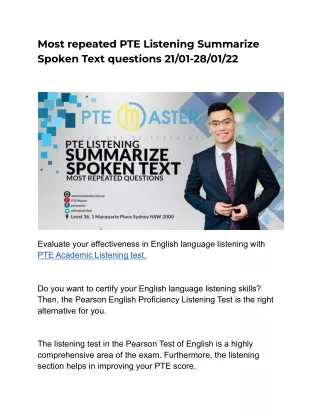 most repeated pte listening summarize spoken text