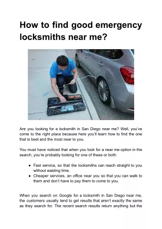 How to find good emergency locksmiths near me.