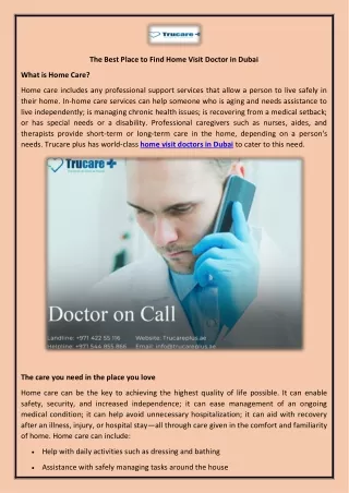 Best Place to Find Home Visit Doctor in Dubai