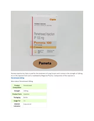 pemeta injection by cipla is used