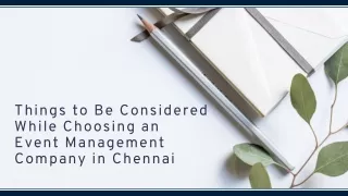 Things to Be Considered While Choosing an Event Management Company in Chennai
