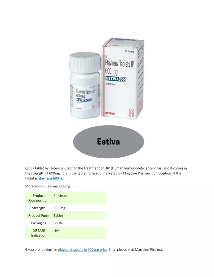 estiva tablet by hetero is used for the treatment