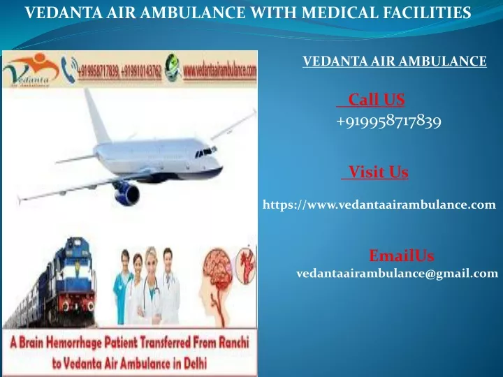 vedanta air ambulance with medical facilities