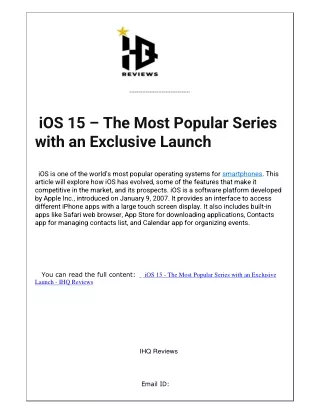ios 15 the most popular series with an exclusive