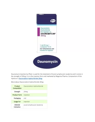 daunomycin injection by pfizer is used