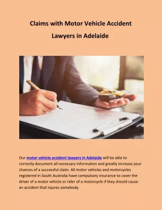 Claims with Motor Vehicle Accident Lawyers in Adelaide