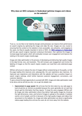 why does an seo company in hyderabad optimise