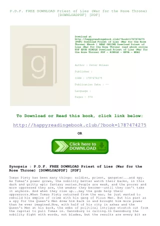 P.D.F. FREE DOWNLOAD Priest of Lies (War for the Rose Throne) [DOWNLOADPDF] [PDF]
