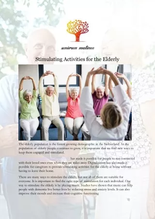 Stimulating Activities for the Elderly