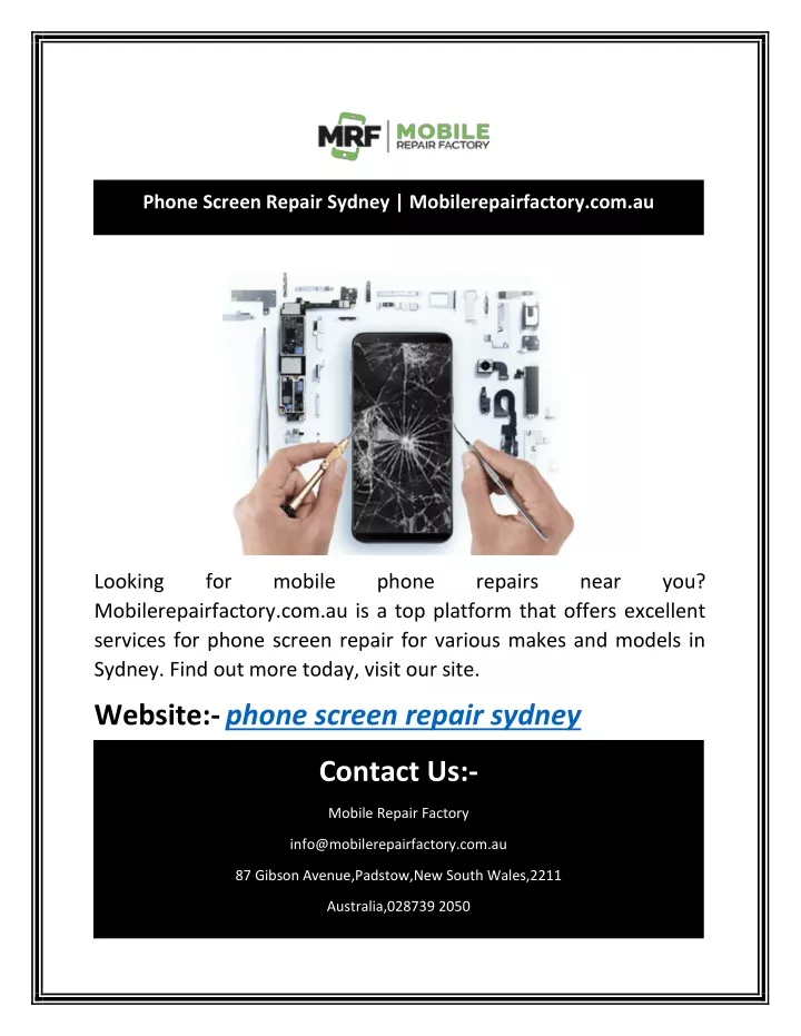 phone screen repair sydney mobilerepairfactory