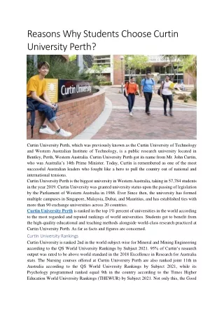 reasons why students choose curtin university