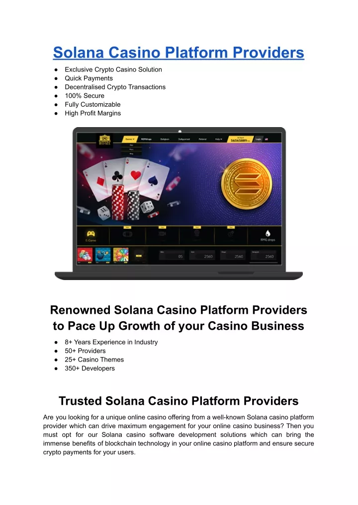 solana casino platform providers