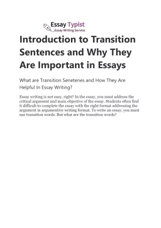 introduction to transition sentences and why they