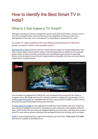 how to identify the best smart tv in india