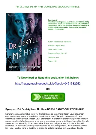 Pdf Dr. Jekyll and Mr. Hyde DOWNLOAD EBOOK PDF KINDLE