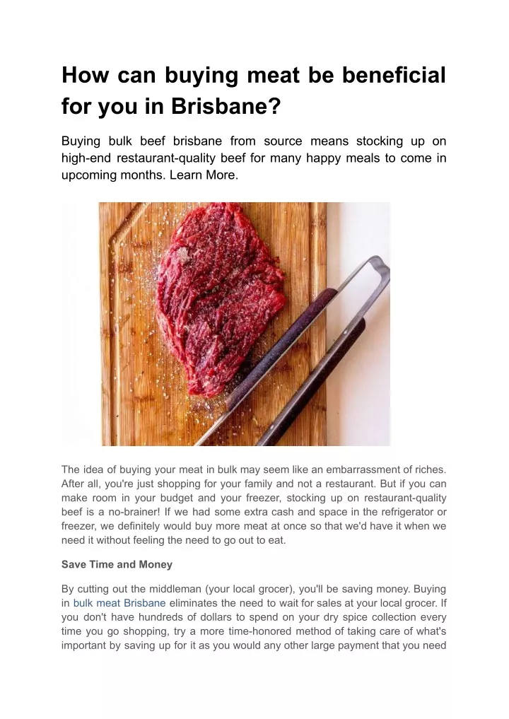 how can buying meat be beneficial